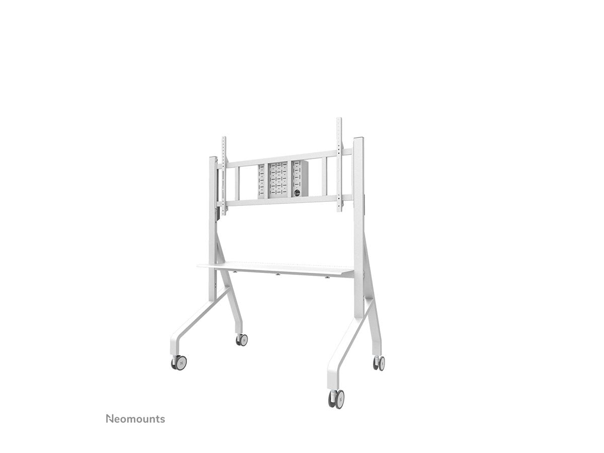 NEOMOUNTS FL50-575WH1 Support au sol mobile pour écran 65-110p - étagère multimédia incluse - installation rapide - TÌV