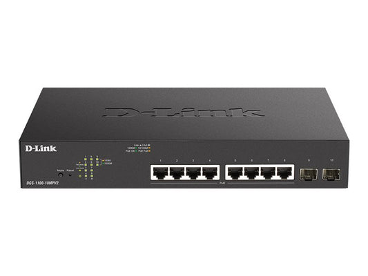 D-LINK 10-Port Layer2 PoE+ Gigabit Smart Switch 8x 10/100/1000Mbit/s TP RJ-45 PoE Port 802.3af/at Power-over-Ethernet up to 30 Watt