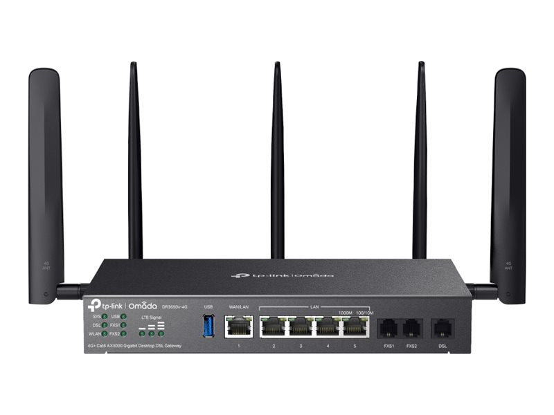 TP-LINK DR3650v-4G Omada 4G+ Cat6 AX3000 Wi-Fi 6 Gigabit Desktop DSL Gateway