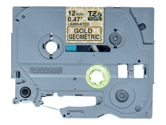 BROTHER Ruban laminé Noir sur Motifs Or 12mm (4m)