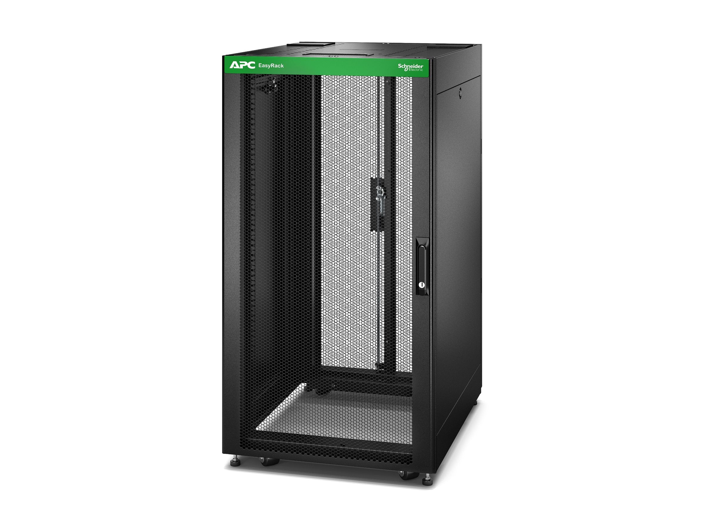 APC Easy Rack 600mm/24U/800mm with Roof Side panel castors feet and 4 Brackets No Bottom black