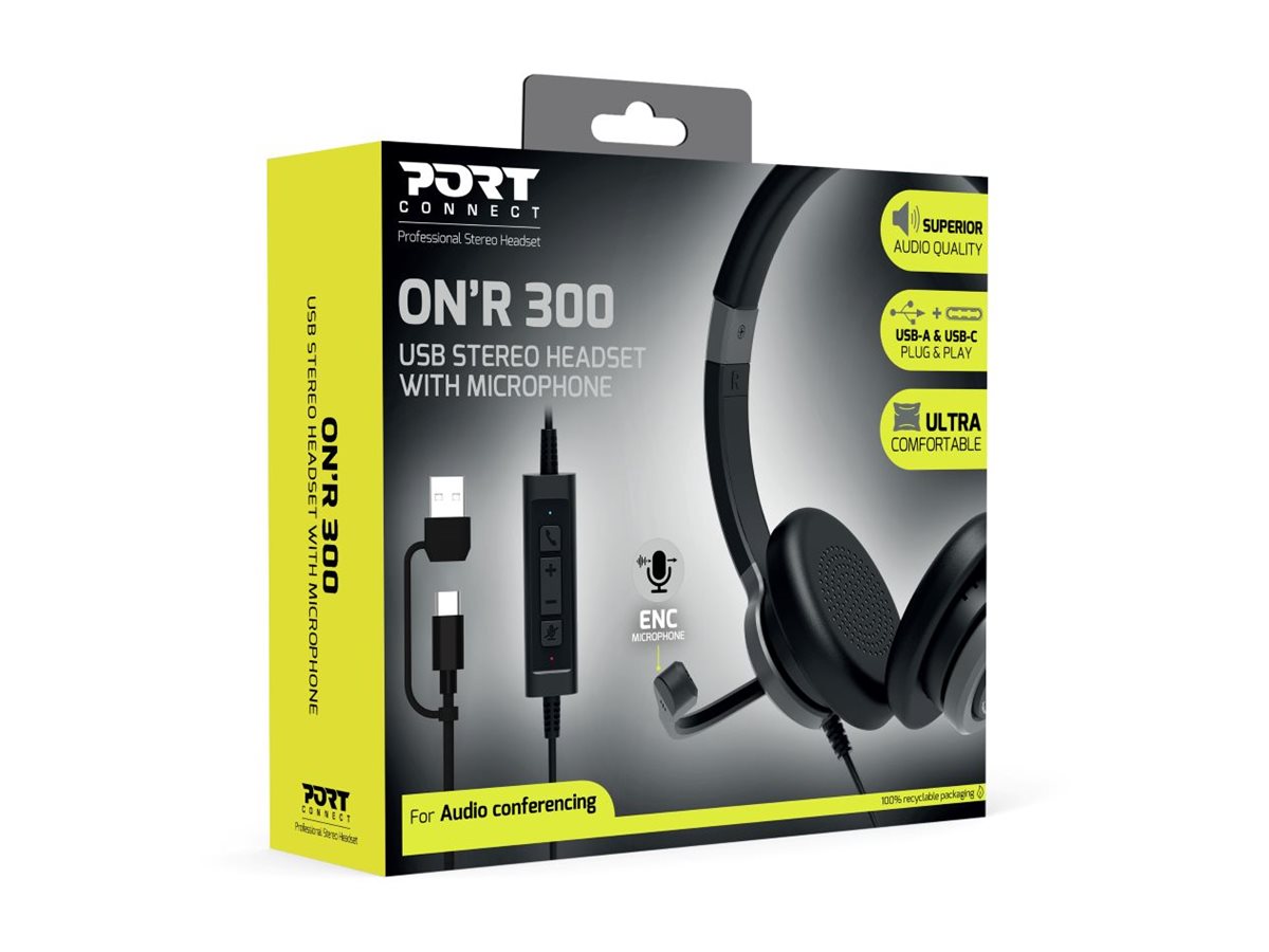 PORT DESIGNS Stereo Headset Active Office Usb Mic Office