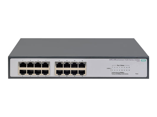 HPE 1420 16G Commutateur Switch non géré 16 x 10/100/1000 de bureau Montable sur rack