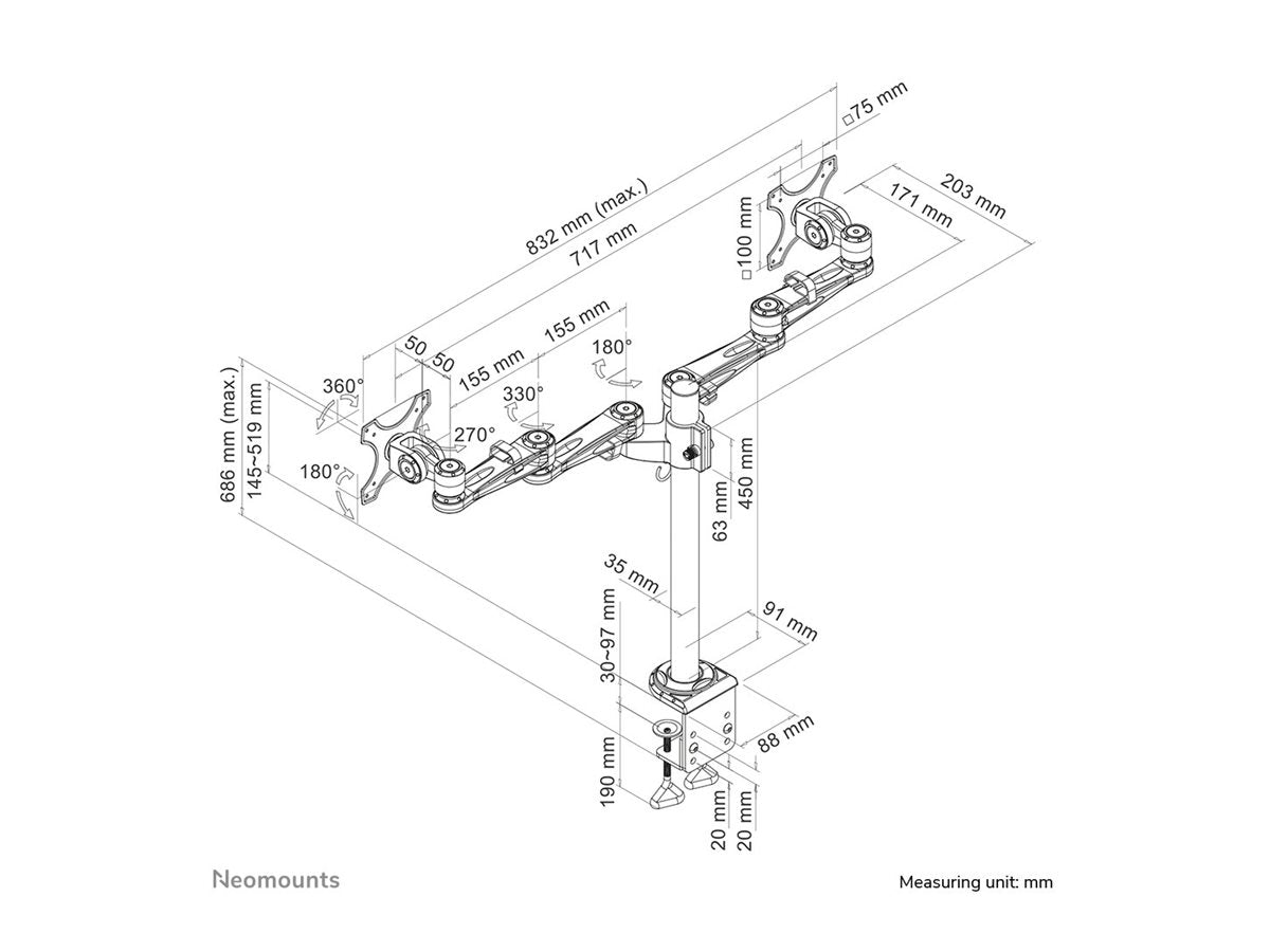 NEOMOUNTS FPMA-D935D Support décran à fixer 14-27p