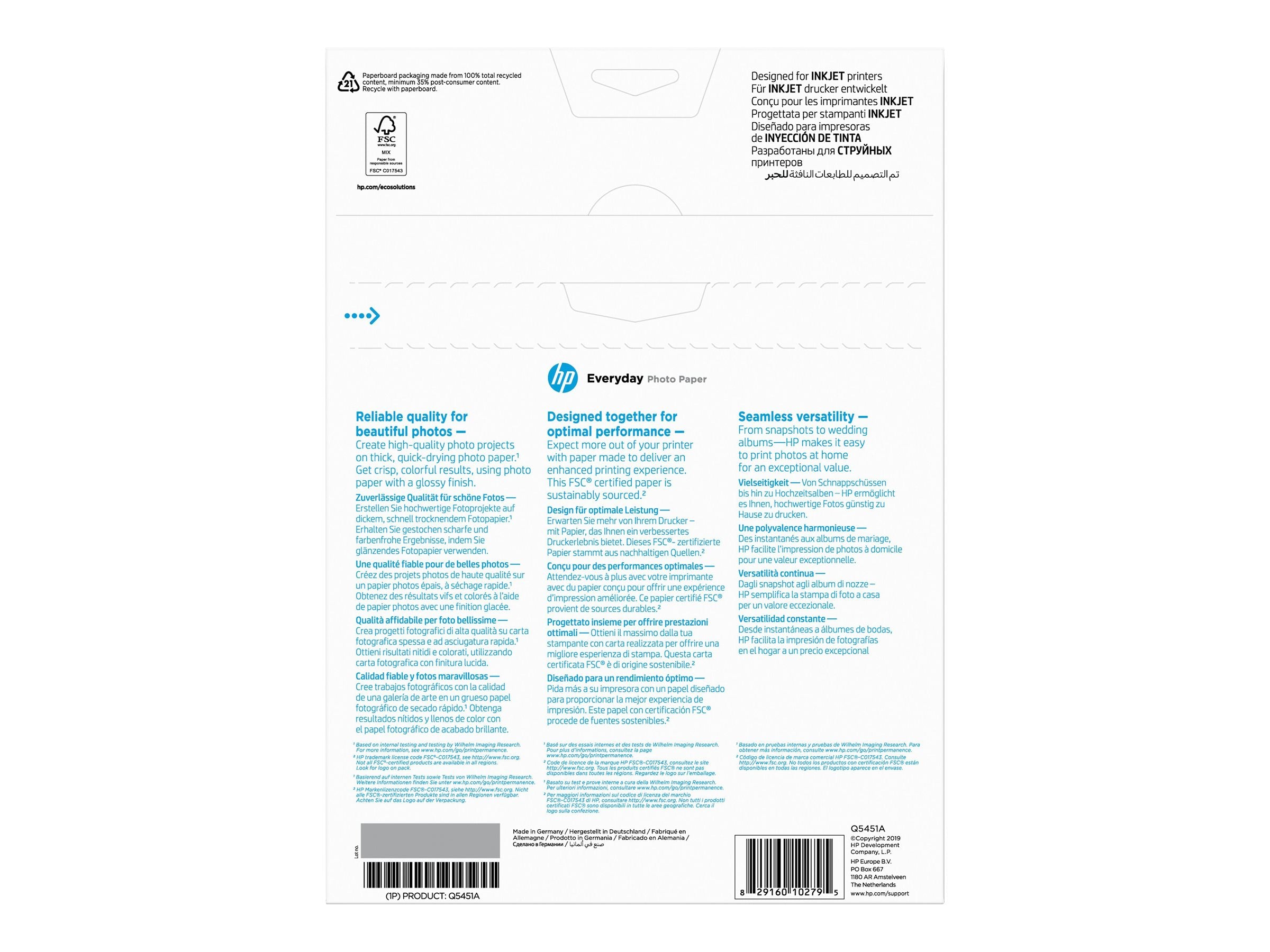 HP original Q5451A Everyday Glossy Photo Paper Ink cartridgetjet 200g/m2 A4 25 sheets 1-pack