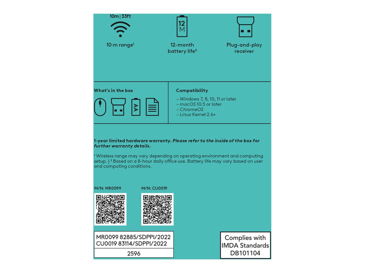 LOGITECH M171 Mouse right and left-handed optical 3 buttons wireless 2.4 GHz USB wireless receiver blue/grey