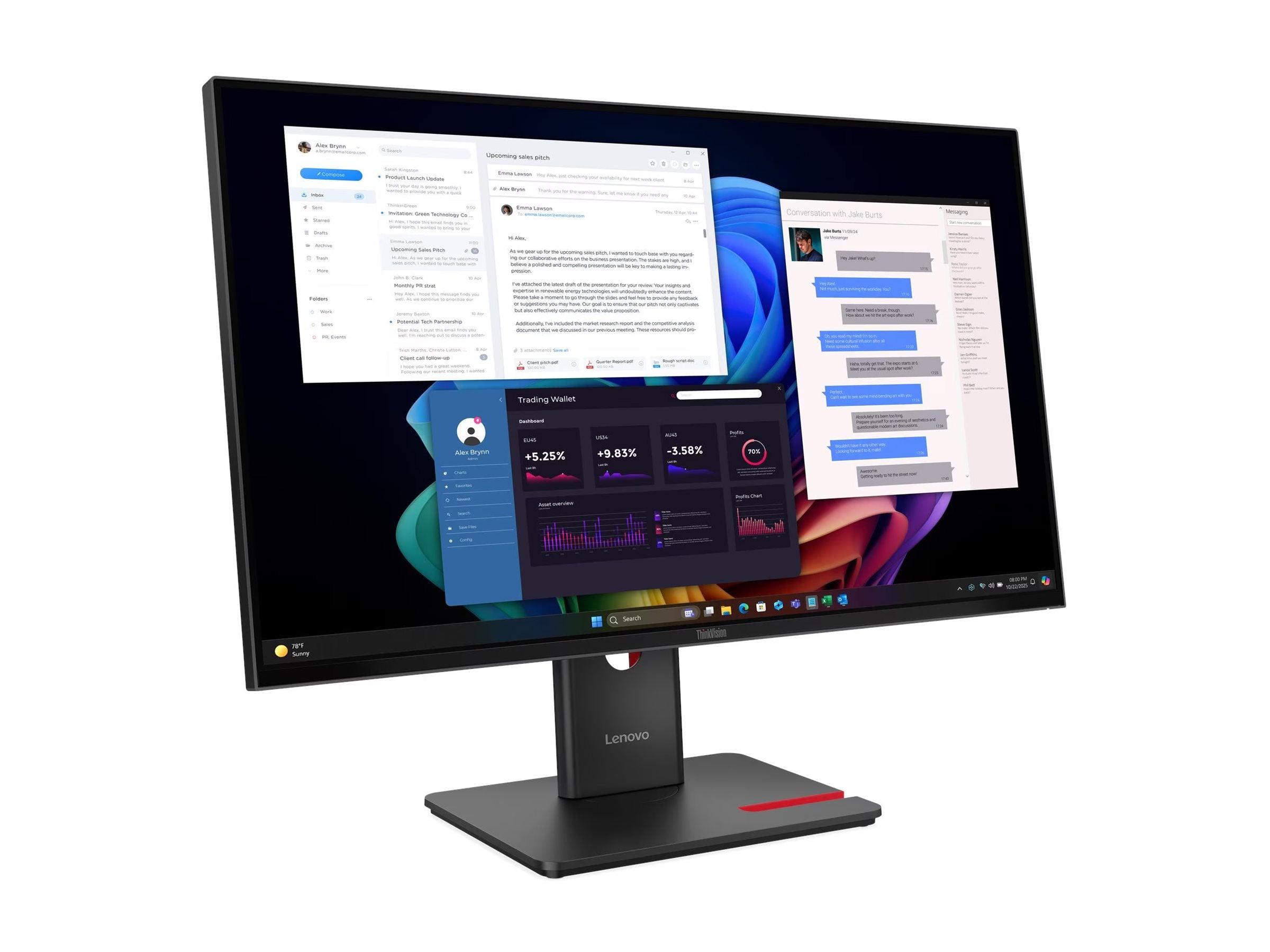 LENOVO ThinkVision T27UD-40 LED Écran 27p 3840x2160 4K 60Hz IPS 350cd/m2 1500:1 DisplayHDR 10 4ms HDMI DisplayPort USB-C Dock