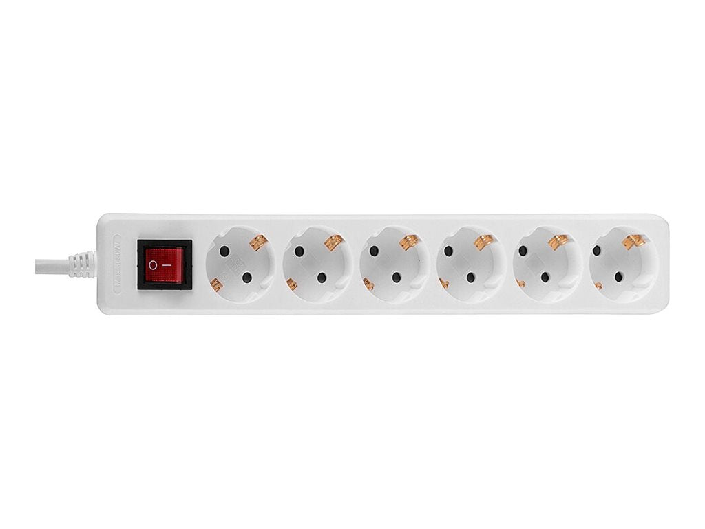 LINDY Mains 6 way gang socket with on/off switch