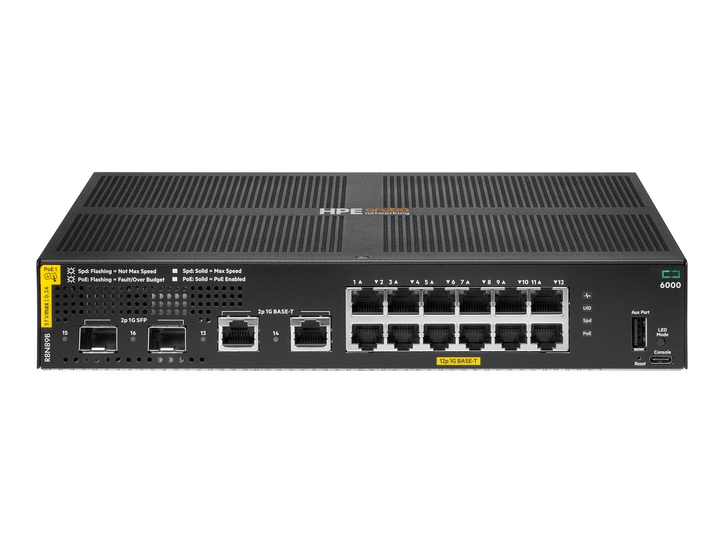 HPE Aruba Networking CX 6000 12p 10M/100M/1G Class4 PoE 2p SFP 1G 139W Switch EU en