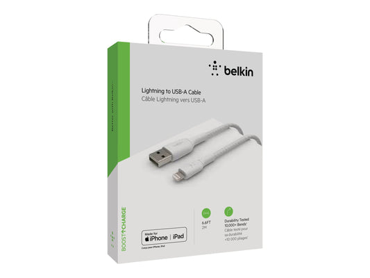 BELKIN BOOST CHARGE USB-A to Lightning Cable Braided 2M White
