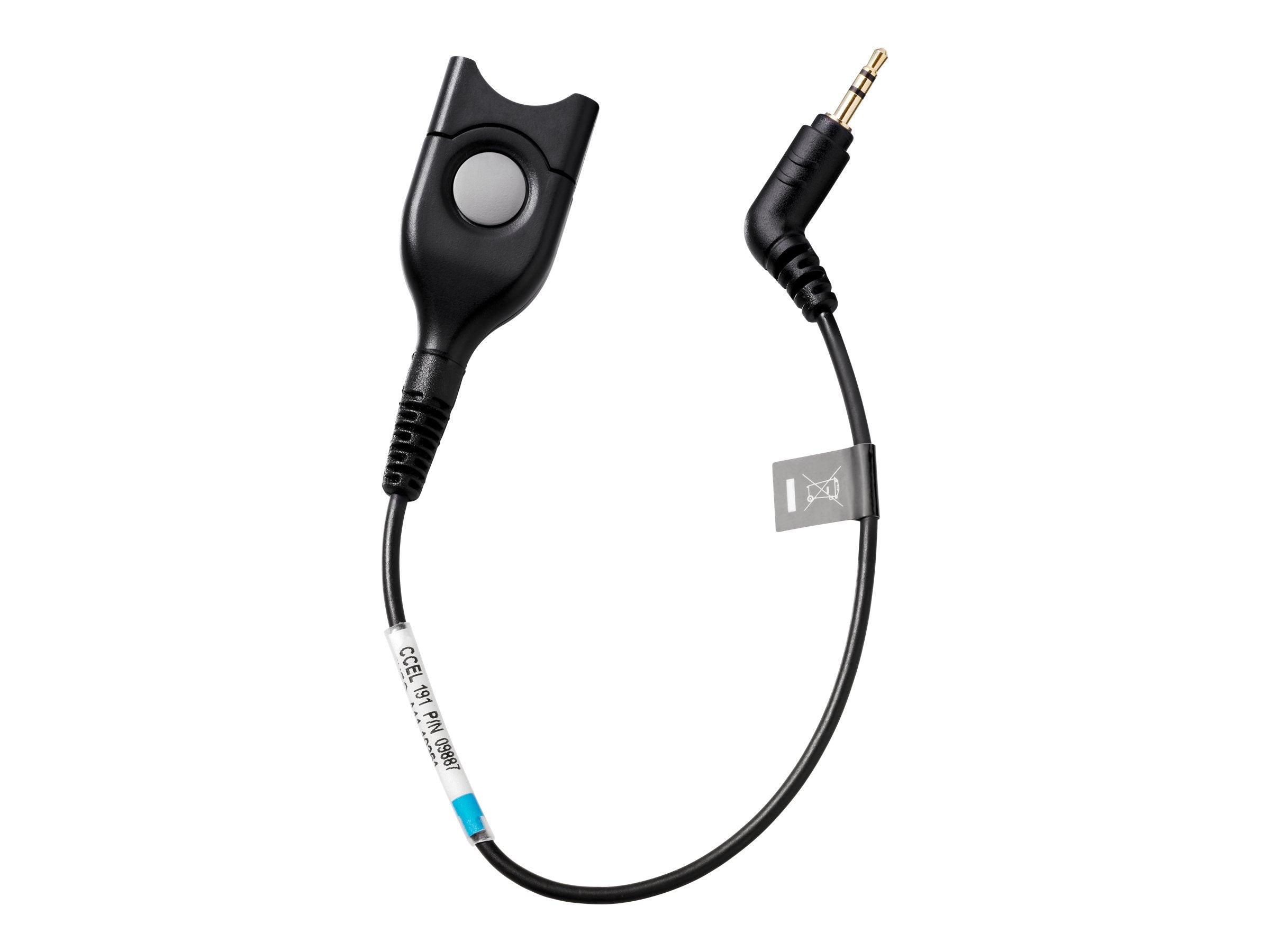 EPOS CCEL 191 DECT/GSM cable. EasyDisconnect with 20cm cable to 2.5mm 3-pole jack. For SC CC SH series