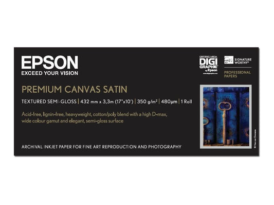 EPSON S041858 Premier art water resistant canvas inkjet 350g/m2 432mm x 3m 1 rouleau pack de 1