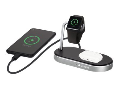 VERBATIM WCS-02 ALUMINIUM 3-IN-1 QI MFI WIRELESS + APPLE WATCH + QC 3.0 CHARGER WCF (P)