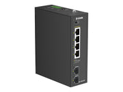 D-LINK DIS-100G-06P 6-Port Gigabit Industrial Unmanaged PoE+ Switch 4x 100/1000 Rj45 2x 100/1000M SFP