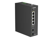 D-LINK DIS-100G-06P 6-Port Gigabit Industrial Unmanaged PoE+ Switch 4x 100/1000 Rj45 2x 100/1000M SFP