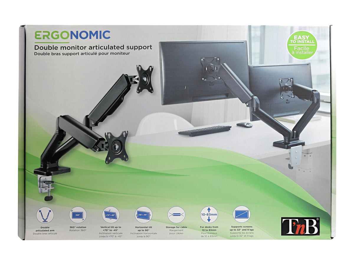 TNB ERGO Line Double Articulated Monitor Arm Ideal For Positioning 2 Screens Side By Side