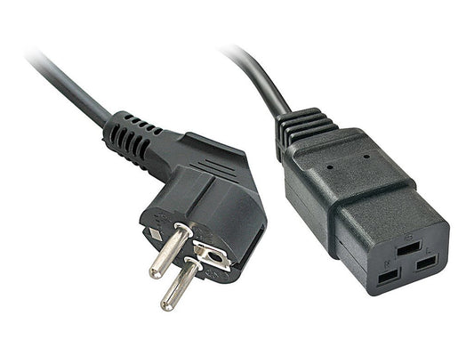 LINDY Schuko to IEC C19 Mains Cable 2m for IEC cold device connections up to 16A