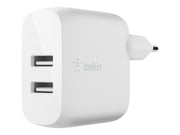 BELKIN BOOST CHARGE 24w USB-A Dual  Wall Charger w/ 1m A-LTG White