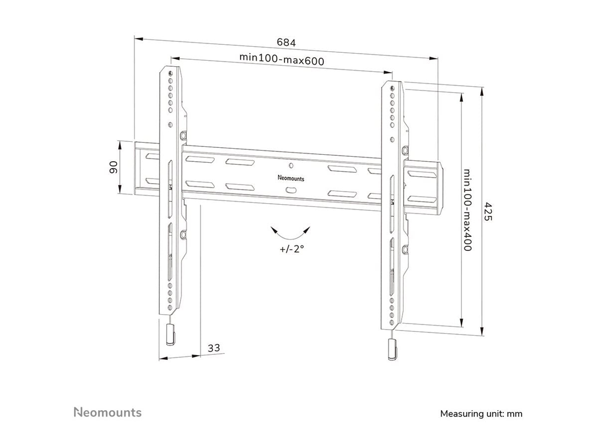 NEOMOUNTS WL30S-850BL16 Support pour écran mural 42-86p - fixe - verrouillable - installation rapide