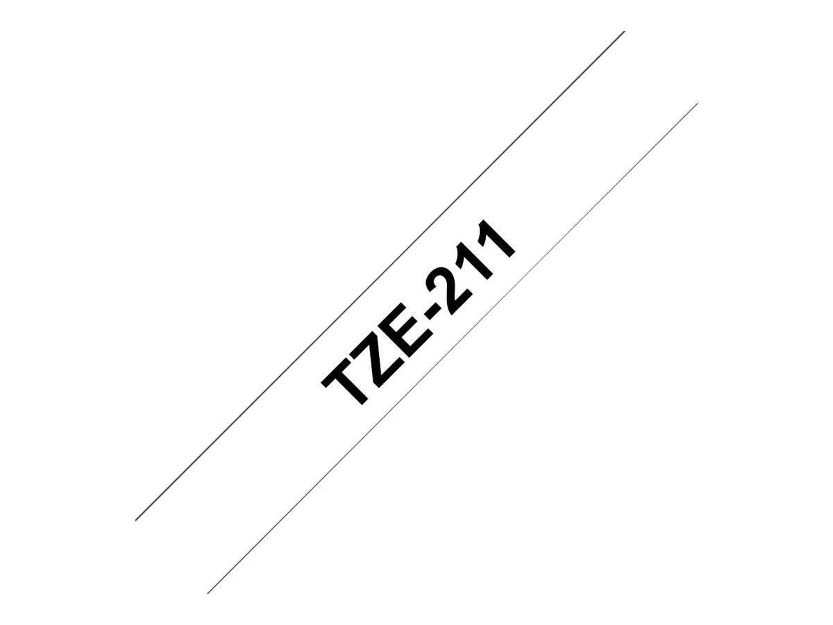 BROTHER P-TOUCH TZE-211 noir sur blanc 6mm