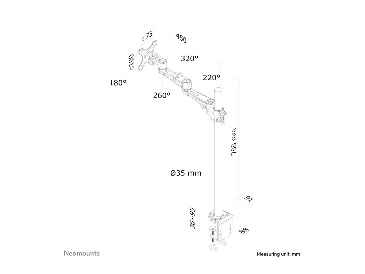 NEOMOUNTS FPMA-D935POLE70 Support décran à fixer 10-30p
