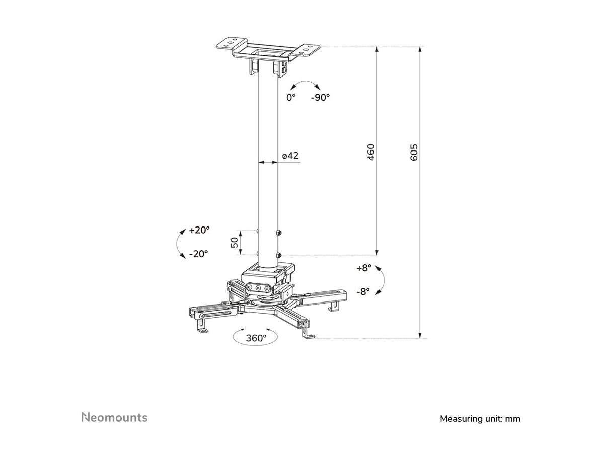 Neomounts Beamer ceiling mount - h 60.5-