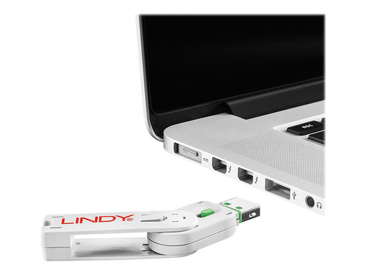LINDY Clé USB et 4 bloqueurs de ports USB Vert