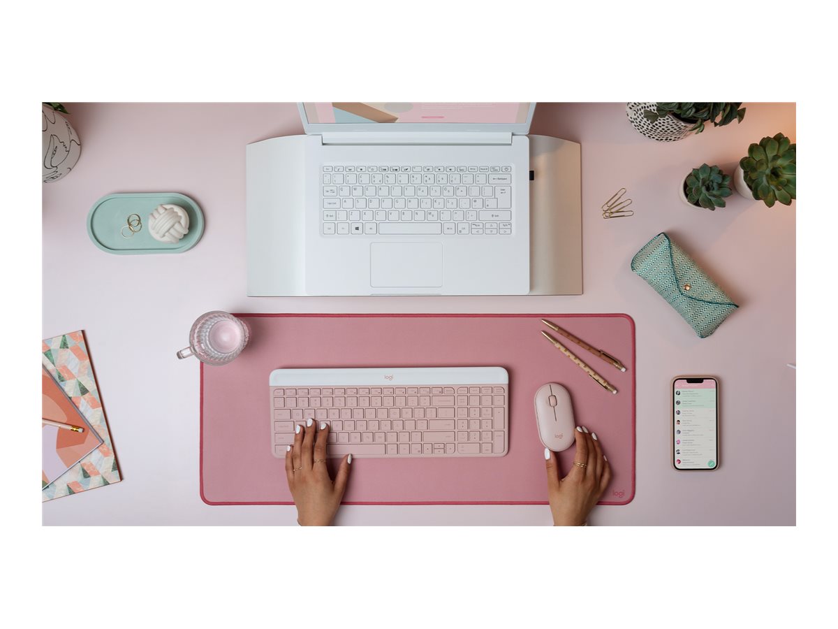 LOGITECH MK470 Slim Combo - ROSE - (FRA) - CENTRAL-419