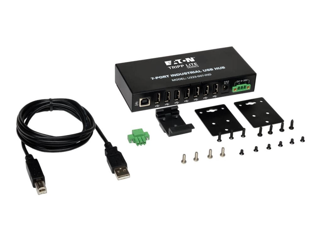 EATON TRIPPLITE 7-Port Rugged Industrial USB 2.0 Hi-Speed Hub w 15KV ESD Immunity Metal Mountable Hub 7 x USB 2.0