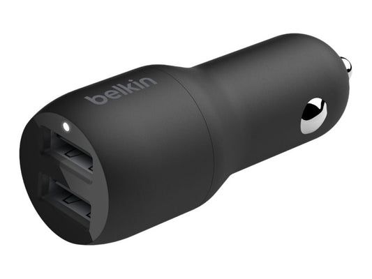 BELKIN BOOST CHARGE 24w USB-A Dual Car Charger w/ 1M PVC A-LTG Black