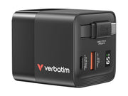 VERBATIM GAN CHARGER 65W 2 PORT RETR CABLE US/EU/UK ADP WCF (P)