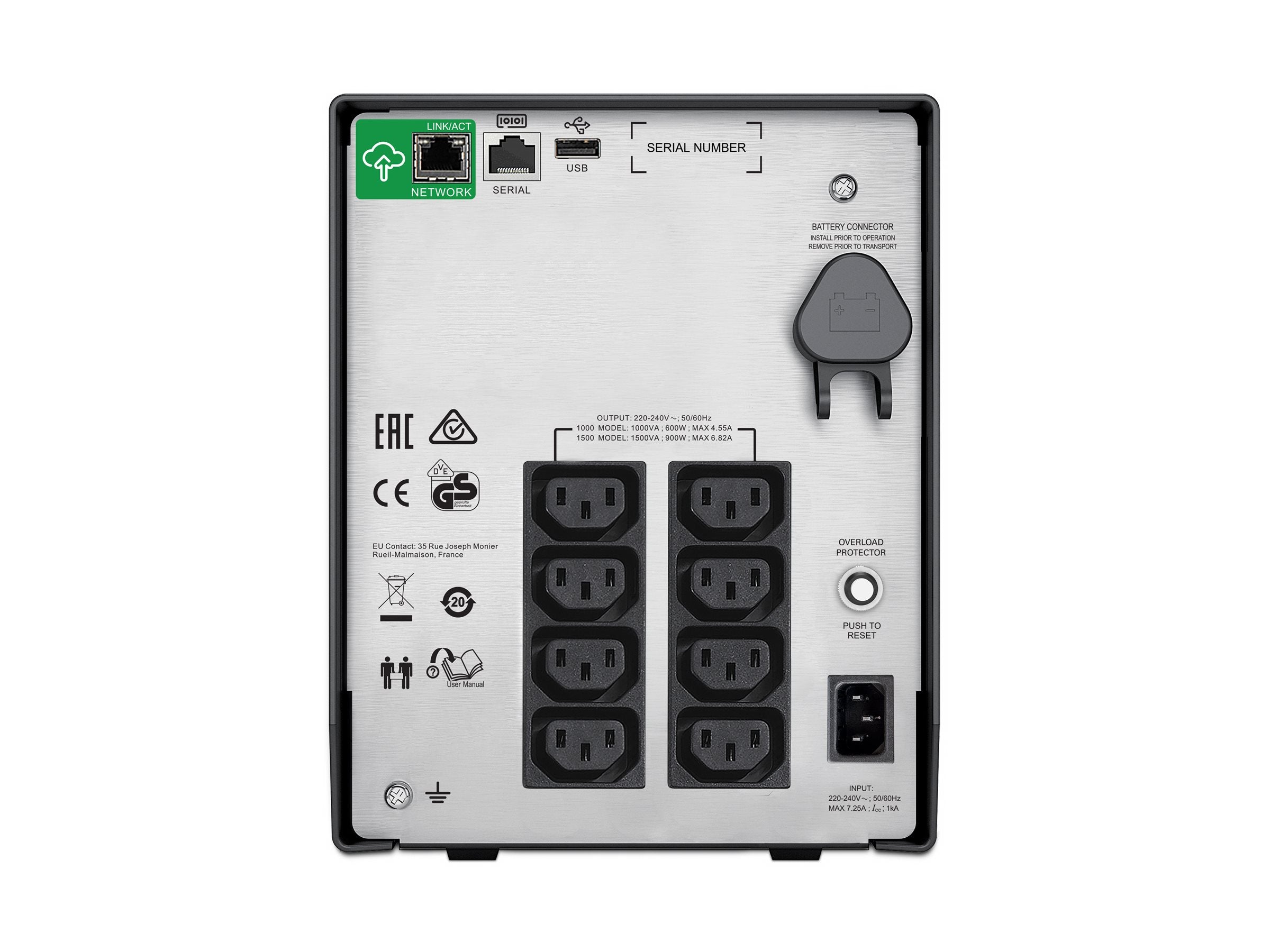 APC Smart-UPS C 1500VA LCD UPS AC 230V 900Watt 1500VA USB output connectors 8 Black with APC SmartConnect