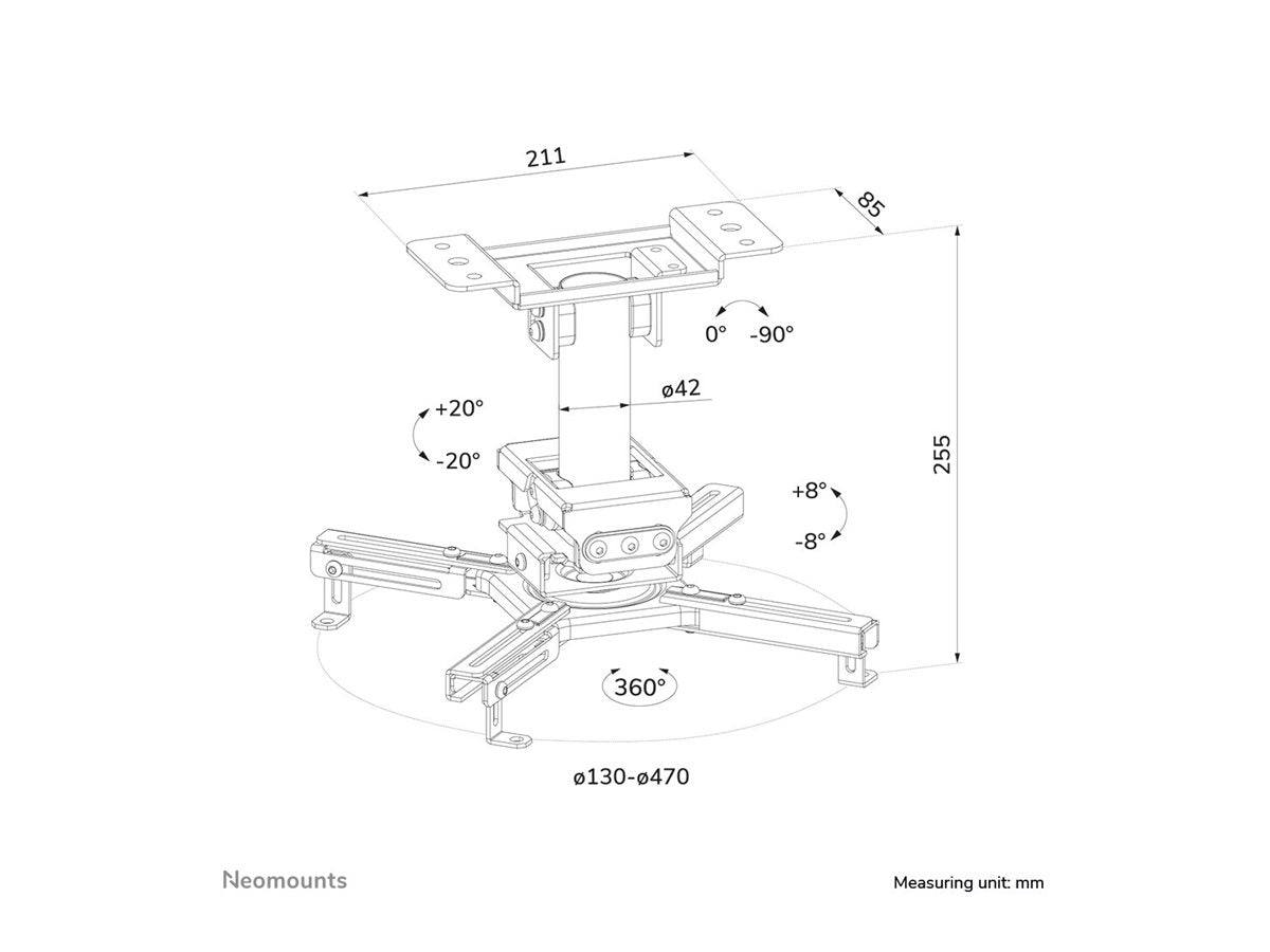 Neomounts Beamer ceiling mount - h 25.5