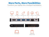 EATON TRIPPLITE USB-C Dock - 4K HDMI USB 3.2 Gen 1 USB-A Hub GbE Memory Card 100W PD Charging Detachable Cord