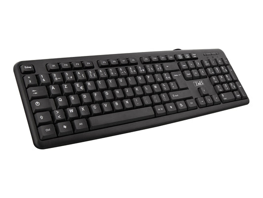 TNB Bridge Ultra Slim Wired Keyboard Azerty 105 Keys Long 120Cm Cable Coul. Black