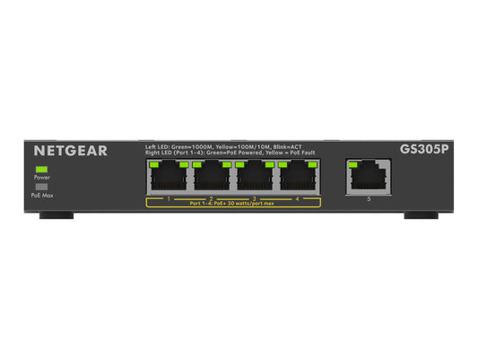 NETGEAR 5PT GE Unmanages Switch W/POE+ GS305P