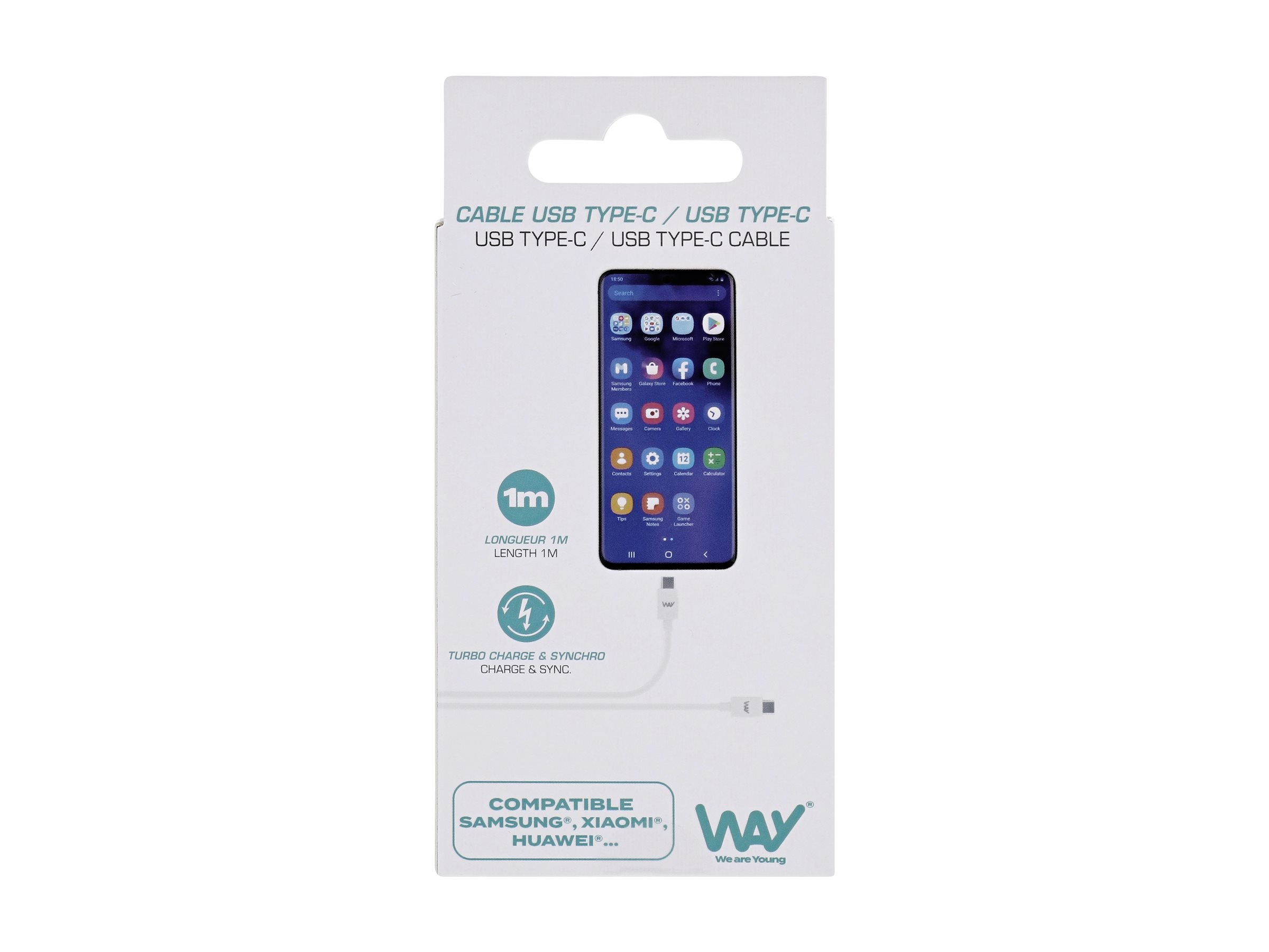 TNB WAY - Câble de charge et de synchronisation USB-C/USB-C 1m - blanc