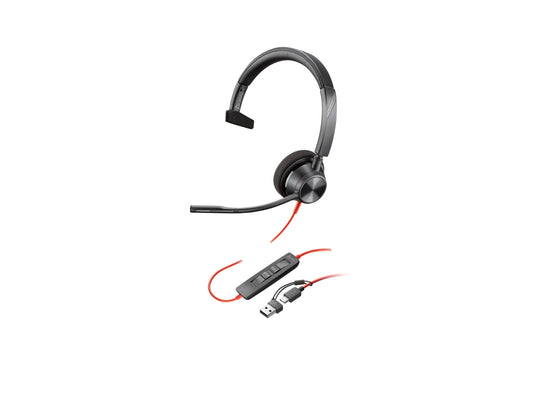 HP Poly Blackwire 3310 Monaural USB-C Headset +USB-C/A Adapter