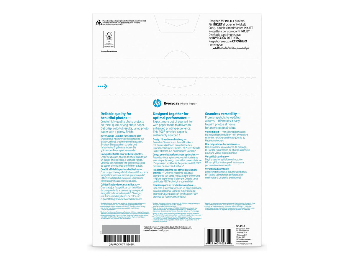 HP original Q5451A Everyday Glossy Photo Paper Ink cartridgetjet 200g/m2 A4 25 sheets 1-pack