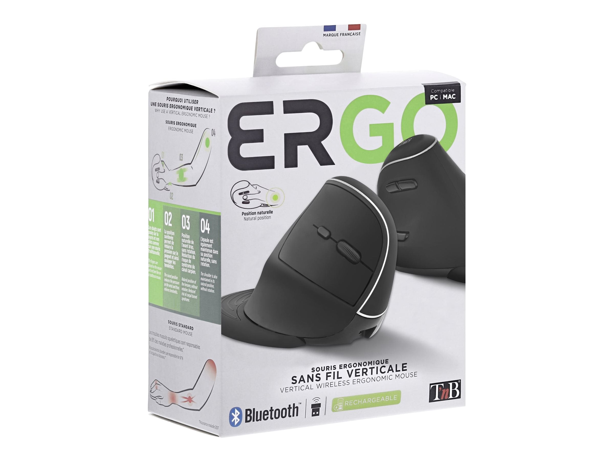 TNB ERGO Line Mini Ergonomic Wireless Mouse Vertical And Rechargeable Design Designed For Optimal Use