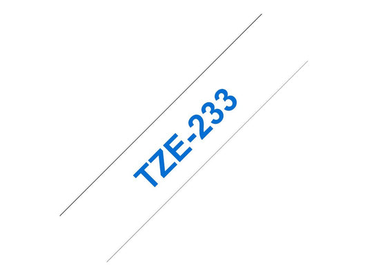 Ruban laminé standard BROTHER Bleu/Blanc 12mm TZE-233
