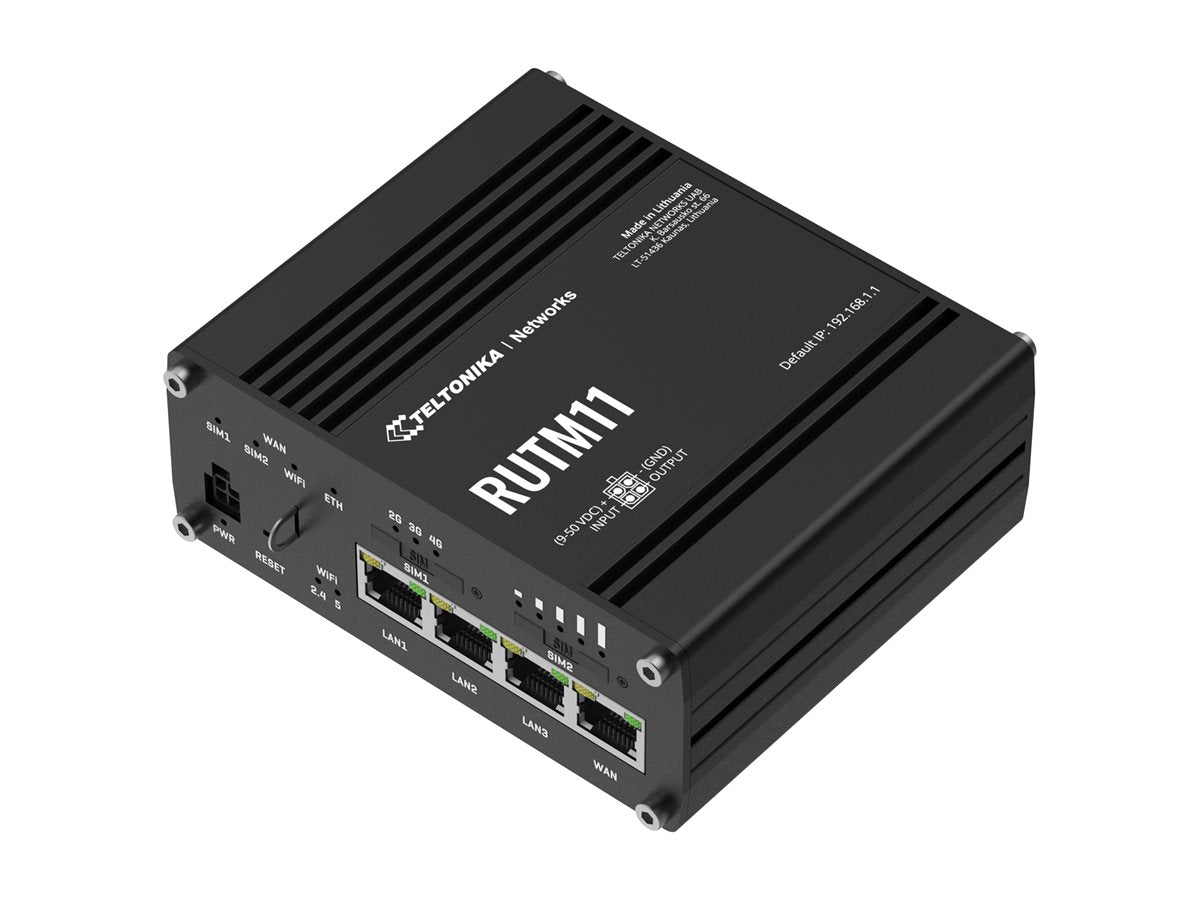 TELTONIKA NETWORKS RUTM11 DUAL SIM 4G/LTE/GNSS 4x RJ45-Ports WiFi router