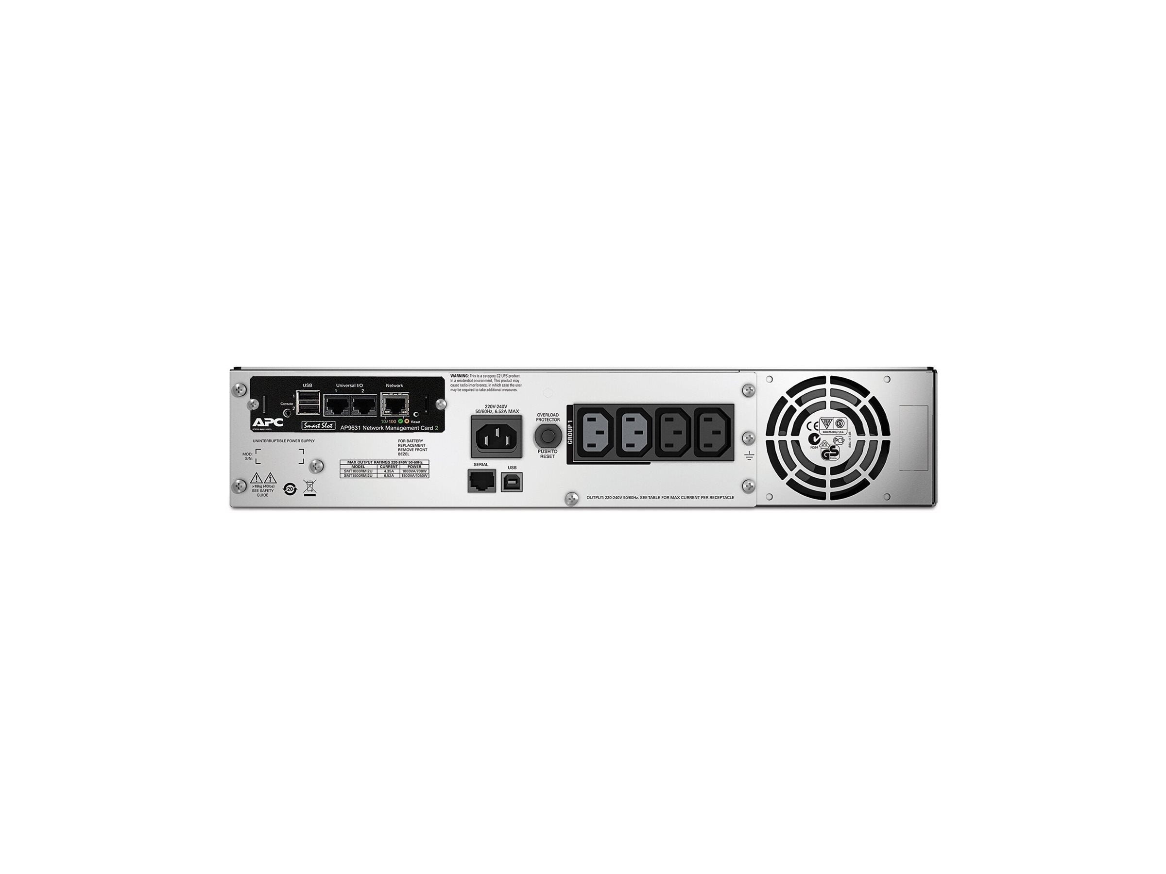 APC Smart-UPS 1500VA LCD RM UPS Rack AC 230V 1000Watt 1500VA Ethernet RS-232 USB oc 4 2U BK with APC UPS Network Management Card