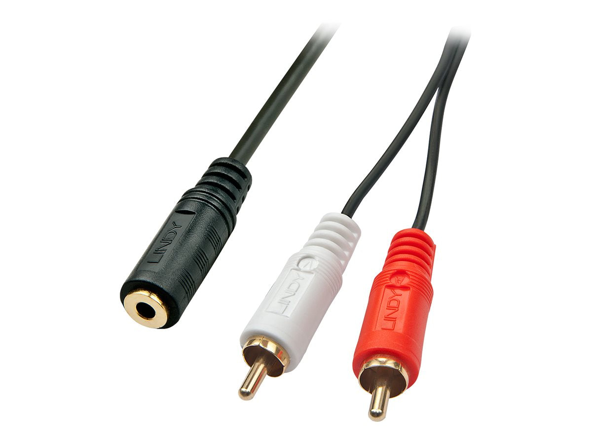 LINDY Audiocable Stereo 3.5mm female / 2x RCA male 25cm gold plated