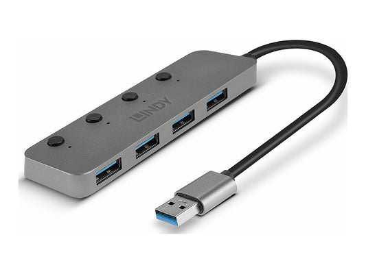 LINDY 4 port USB 3.0 hub with on/off switch