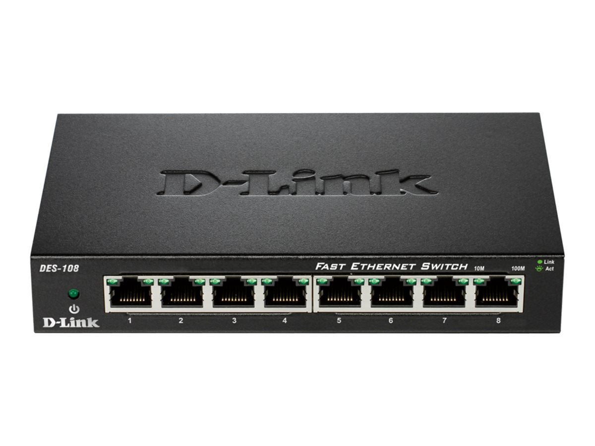 D-LINK 8-port 10/100Mbps Fast Ethernet Unmanaged Switch - Metal Housing