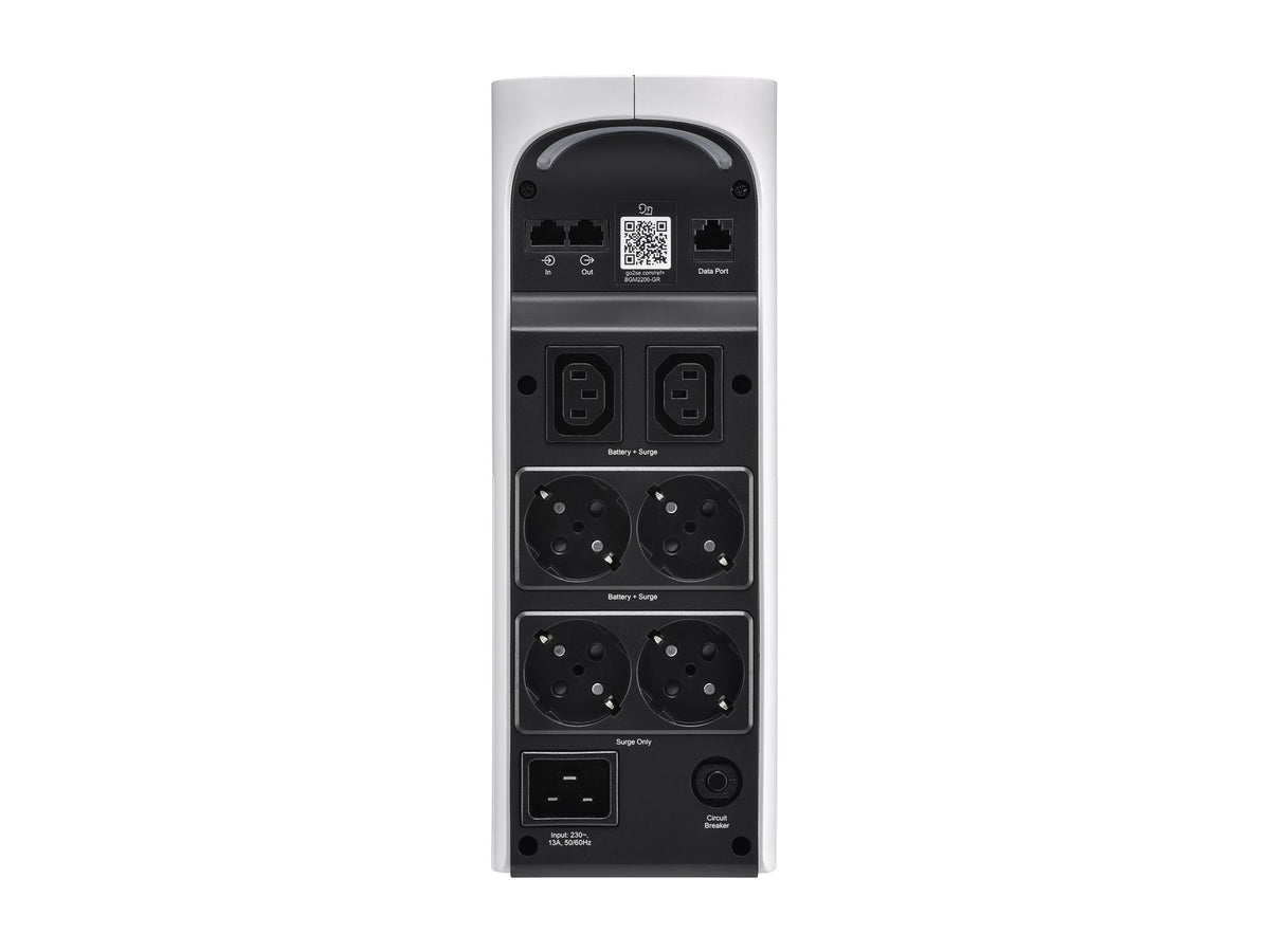 APC Back-UPS Pro 2200VA/1320W Tower 230V 4x Schuko and 2x IEC C13 outputs RGB lighting pure sine wave Arctic white