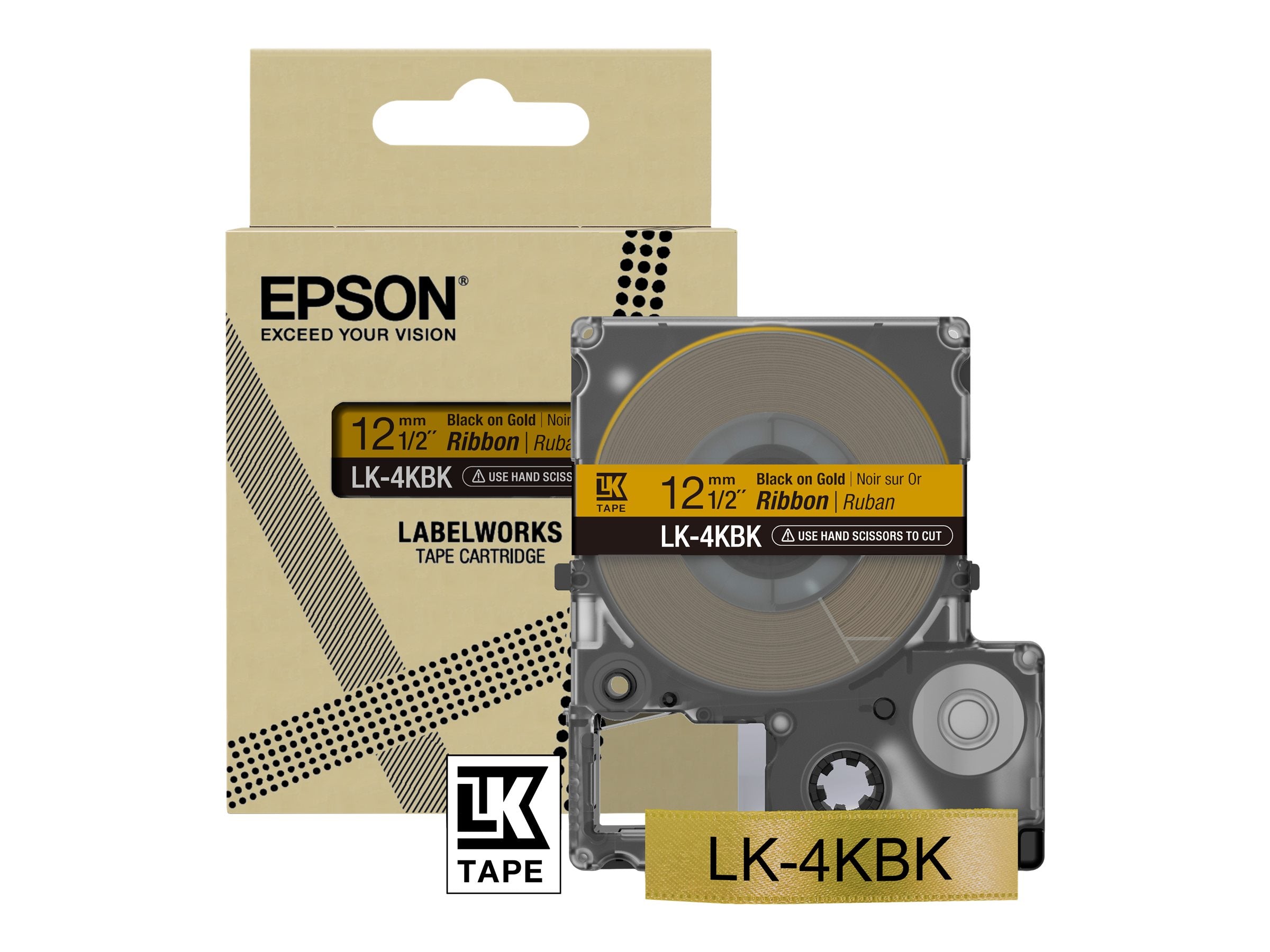 EPSON Ruban LK-4KBK - Satin - Noir sur Or 12/5