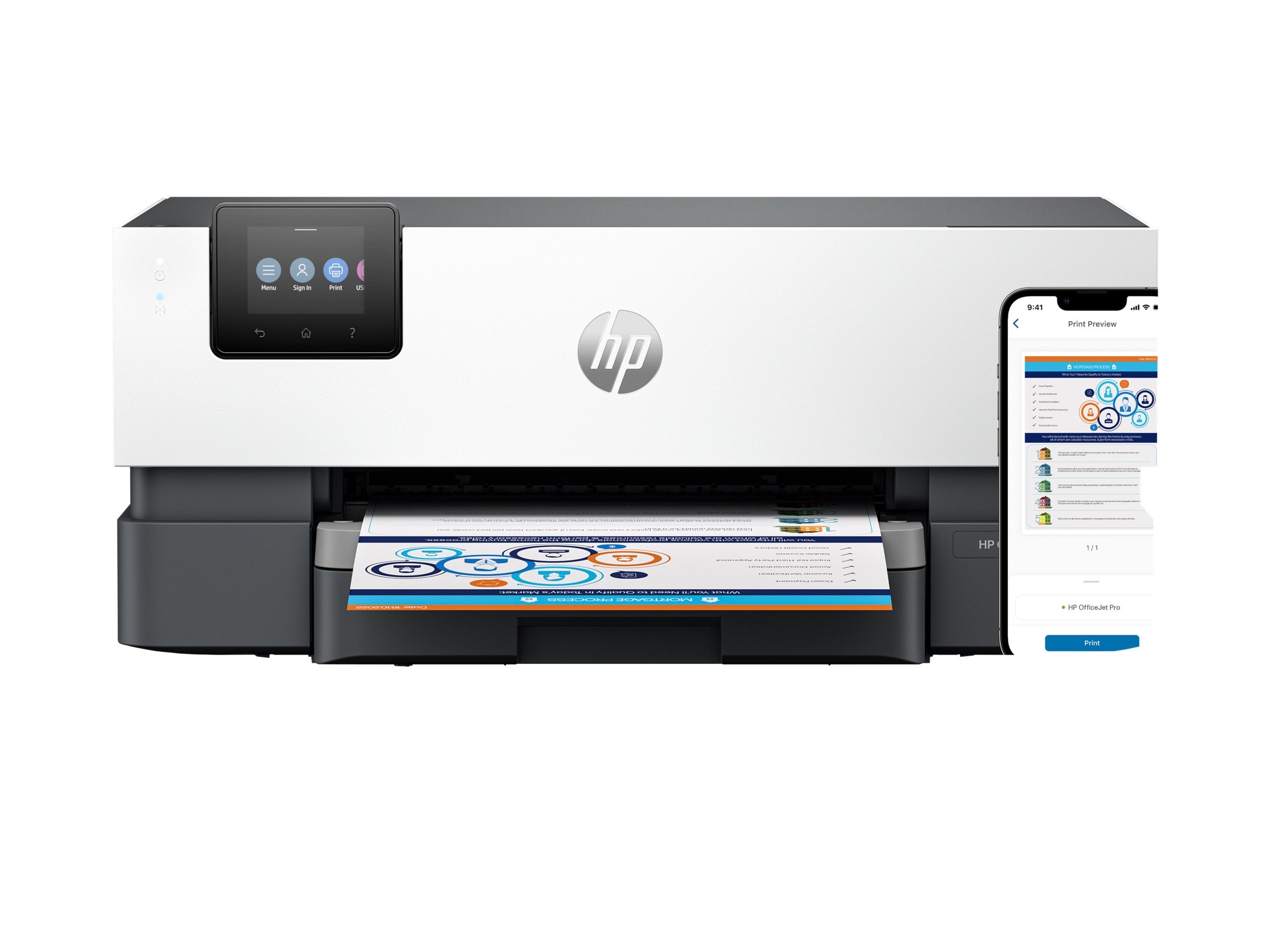 HP Officejet Pro 9110b Printer colour Duplex inkjet A4 1200x1200dpi 22ppm mono 18ppm colour 250sheets USB LAN Wi-Fi Bluetooth 5.0 LE