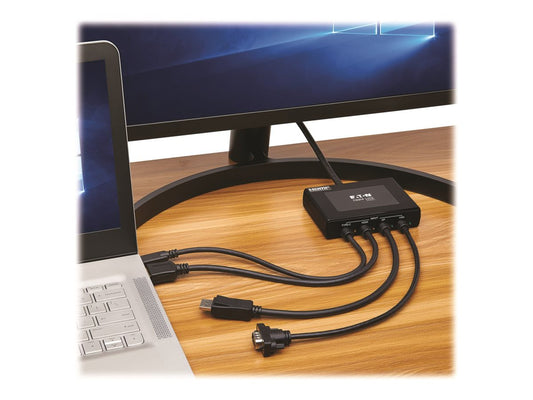EATON TRIPPLITE 4-Port Presentation Adapter 4K 60Hz 4:4:4 HDMI DP USB-C and 1080p VGA to HDMI Built-In Cables